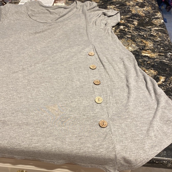 H womens Misia casual solid gray stretch short sleeve plus size top 1X - Picture 6 of 6